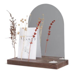 Tafelspiegel - Veelzijdig en Stijlvol met Houten Plankje, 25 x 10 x 26 cm